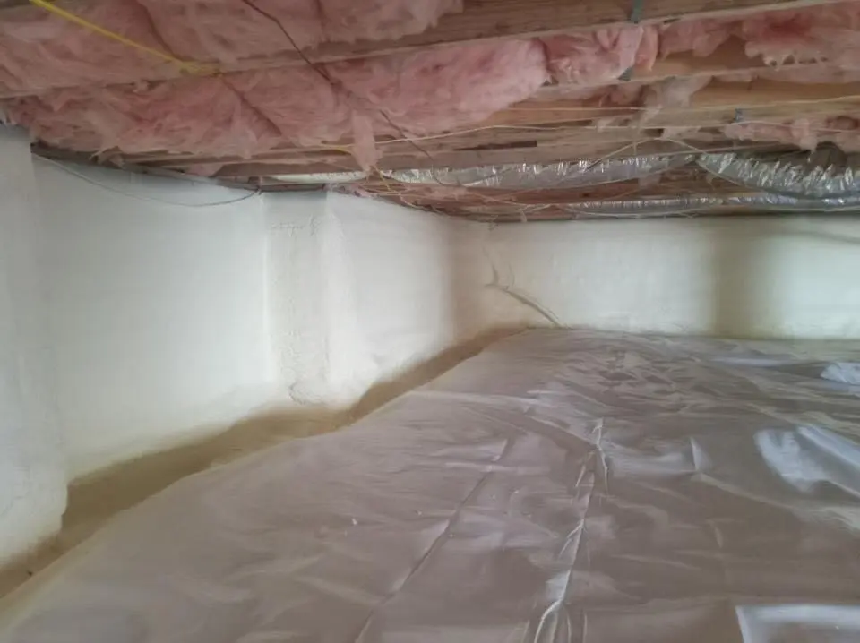 Crawl space encapsulation with closed-cell spray foam for Metal Roof Coating in Parkland